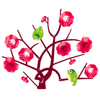 カンヒザクラとメジロ