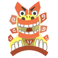 漆喰と赤瓦でできたシーサー