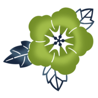 ハイビスカスI（紅型風・緑）