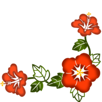 ハイビスカス枠A（紅型風・赤）