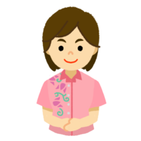 かりゆし（ピンク）の女性（上半身）