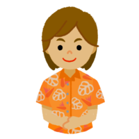 かりゆし（オレンジ）の女性（上半身）