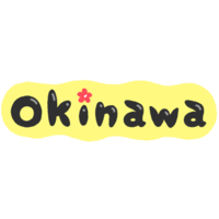 「Okinawa」英字＋ハイビスカス・黒×黄
