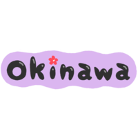 「Okinawa」英字＋ハイビスカス・黒×紫