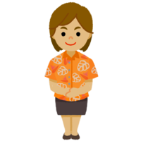 かりゆし（オレンジ）の女性（全身）