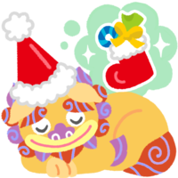 居眠りシーサー（紫）のクリスマス