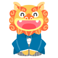 着物シーサー（正月の挨拶）A