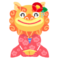 着物シーサー（正月の挨拶）B