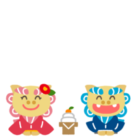 お正月の挨拶をするシーサー