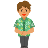 かりゆし（緑）の男性（全身）