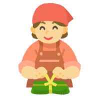 ムーチー（鬼餅）を作るお母さんA