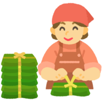 ムーチー（鬼餅）を作るお母さんB