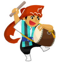 エイサー太鼓打ち（赤サージ）