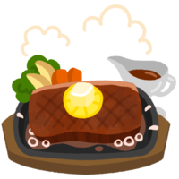 鉄板にのったステーキ