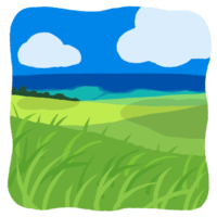 サトウキビ畑と海