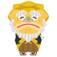 晴れ着のおじぃシーサー（カジマヤー）