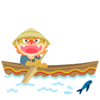 サバニに乗っているシーサー