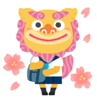 桜と女子シーサー