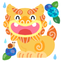 【雨】あじさいとカタツムリとシーサー