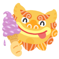 【紅芋】ソフトクリームとシーサー